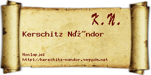 Kerschitz Nándor névjegykártya